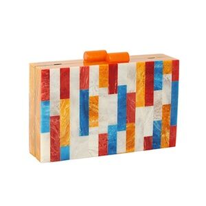 Striper Pattern Acrylic Marble Clutch